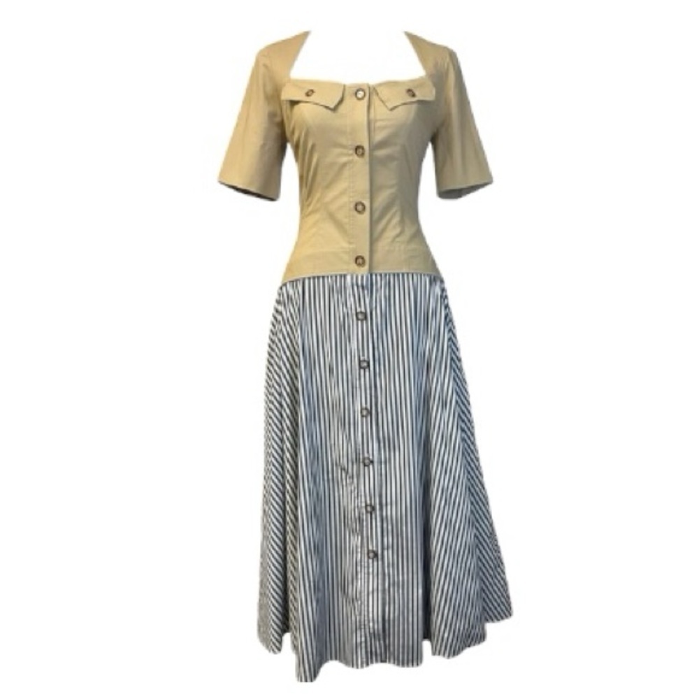 STAUD • RARE FIND • Sandra Safari Style Two-Tone Dress *Flaw*